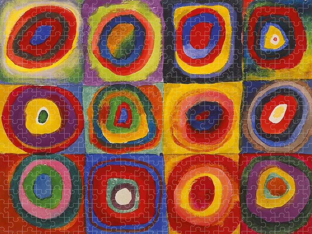 Wassily Kandinsky Jigsaw Puzzle featuring the painting Squares With Concentric Circles by Wassily Kandinsky