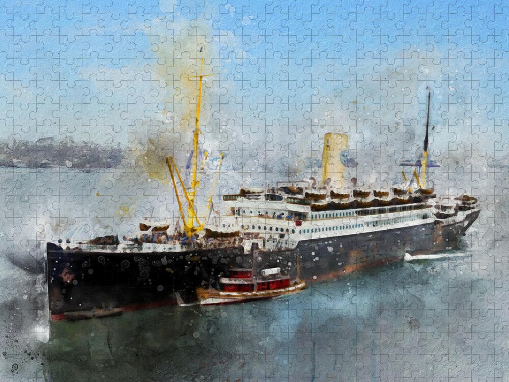 Steamer Jigsaw Puzzle featuring the digital art S.S. Drottningholm by Geir Rosset