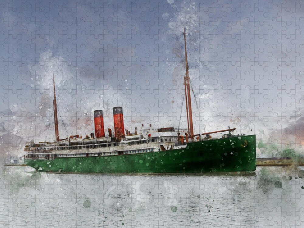 Steamer Jigsaw Puzzle featuring the digital art S.S. Maheno by Geir Rosset