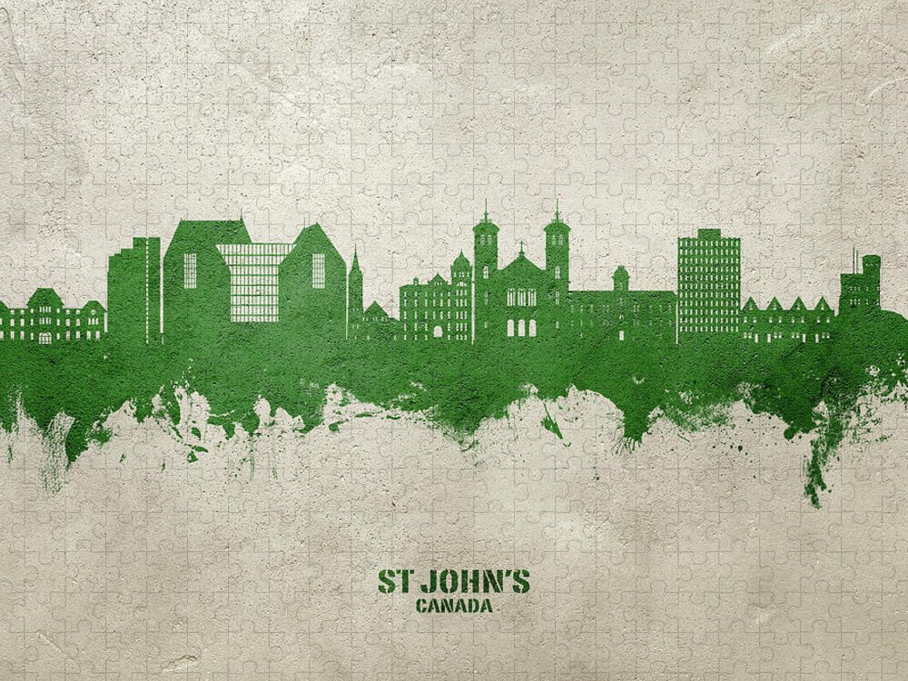 St John's Jigsaw Puzzle featuring the digital art St Johns Canada Skyline #72 by Michael Tompsett