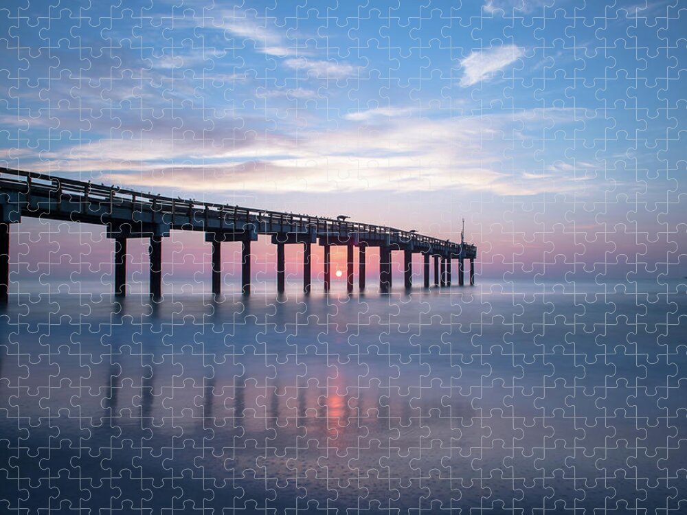 Sunrise Jigsaw Puzzle featuring the photograph St Johns County Pier Sunrise by Joe Leone