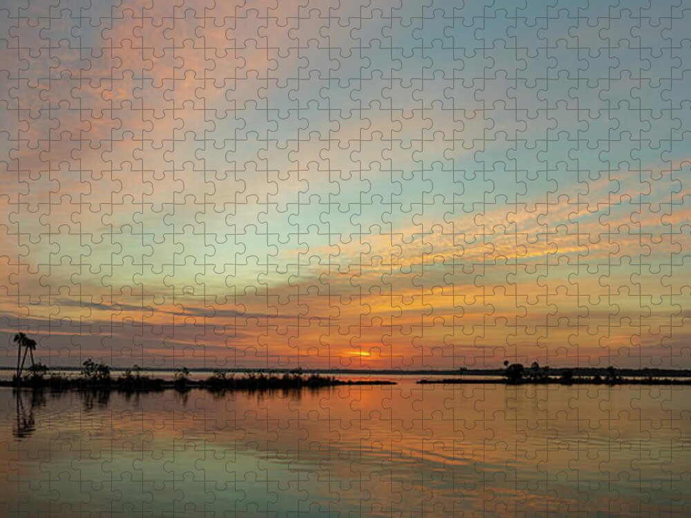 St. Johns River Jigsaw Puzzle featuring the photograph St. Johns Orange Park - Sunrise by Randall Allen