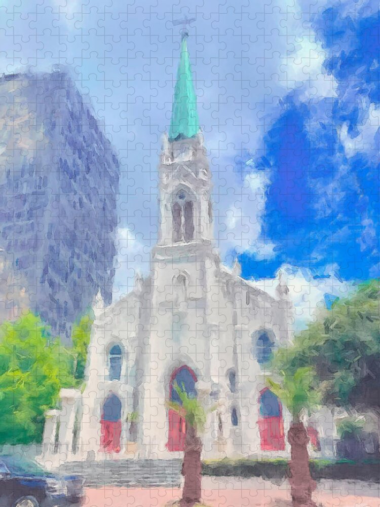  Jigsaw Puzzle featuring the painting St Joseph Cathedral Baton Rouge by Gary Arnold