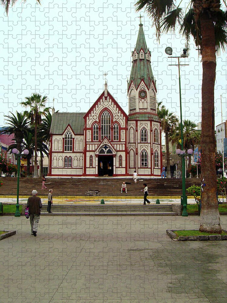 Arica Jigsaw Puzzle featuring the painting St. Mark's Cathedral, Arica by Karen Zuk Rosenblatt