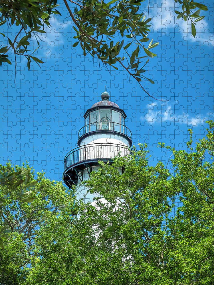 Lighthouse Jigsaw Puzzle featuring the photograph St Simons Lighthouse 2 by Ginger Stein