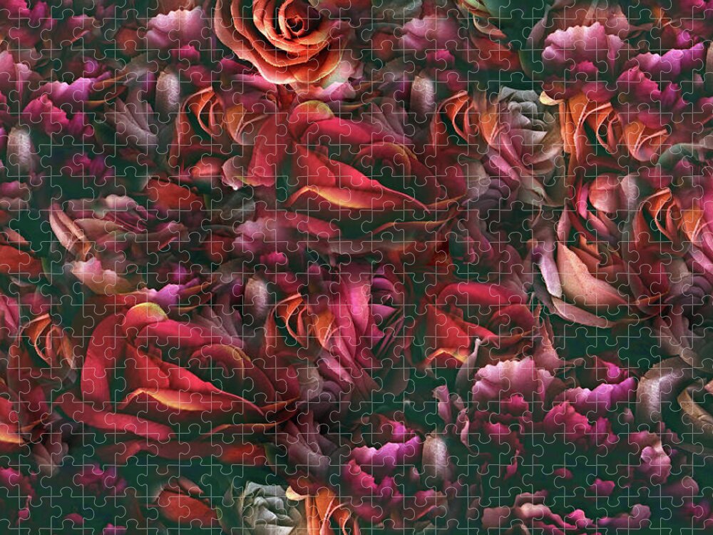 Roses Jigsaw Puzzle featuring the photograph Stained Glass Roses by Jessica Jenney
