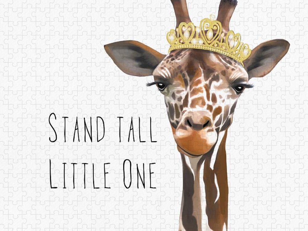 Giraffe Jigsaw Puzzle featuring the painting Stand Tall Little One by Tammy Lee Bradley