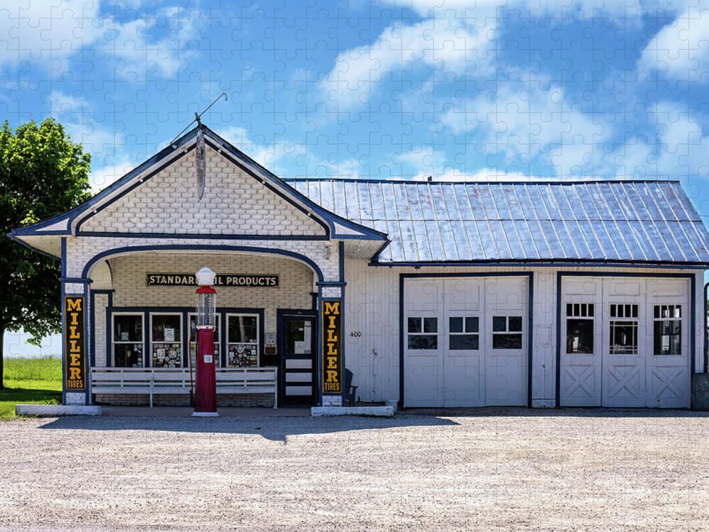 Standard Oil Gas Station Jigsaw Puzzle featuring the photograph Standard Oil Gas Station - Odell, Illinois - Route 66 by Susan Rissi Tregoning