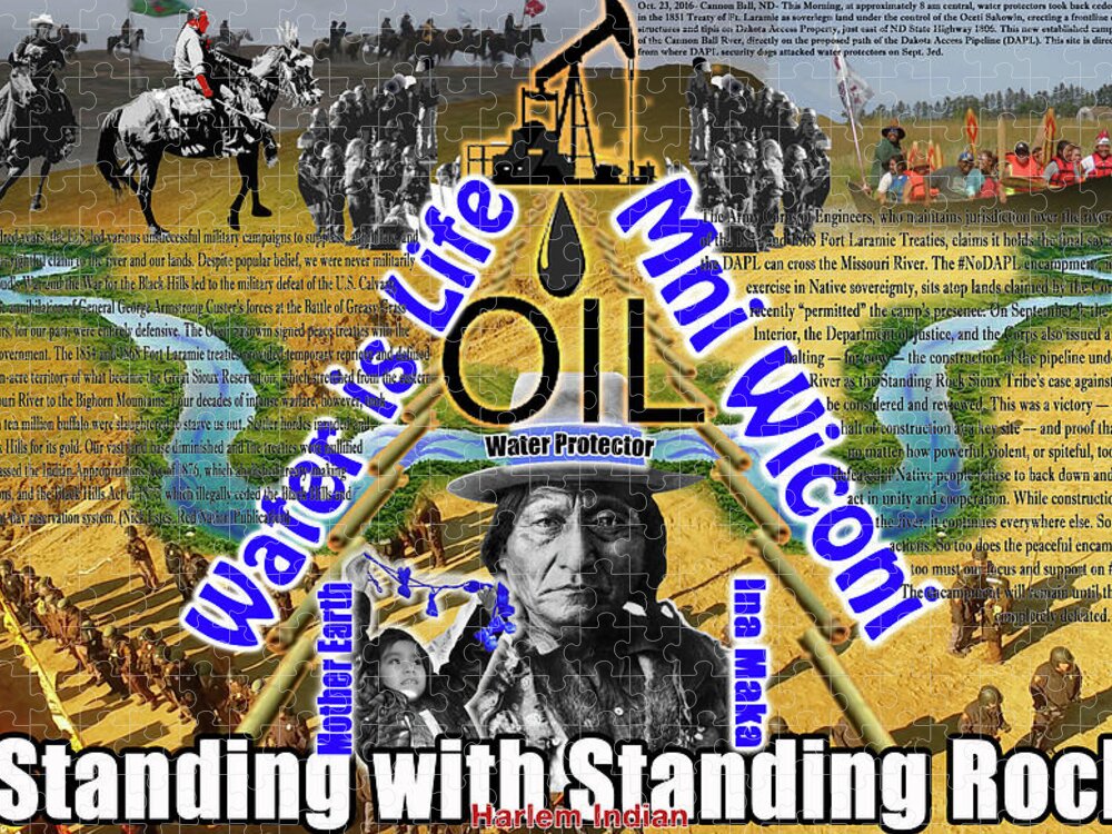Standing Rock Jigsaw Puzzle featuring the digital art Standing With Standing Rock by Robert Running Fisher Upham