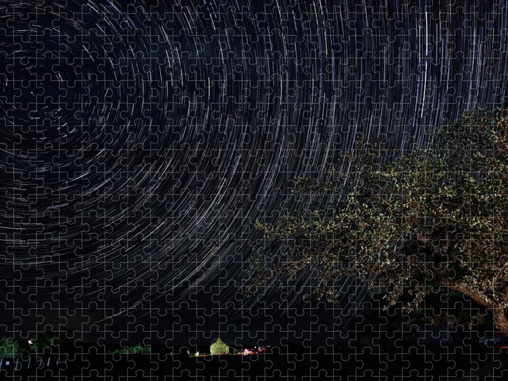 Astrophotography Jigsaw Puzzle featuring the digital art Star Trails June 2022 by Brad Barton