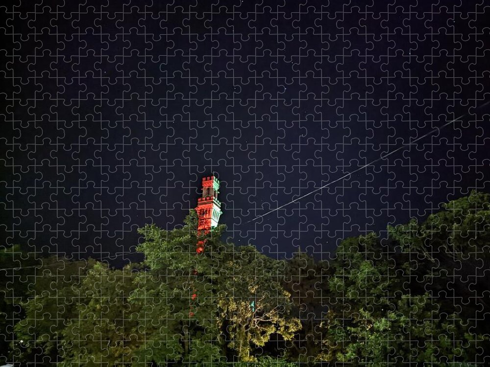 Stars Jigsaw Puzzle featuring the photograph Starry Night Over Pilgrim Monument by Annalisa Rivera-Franz