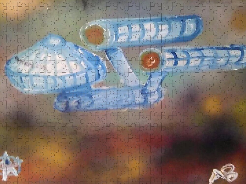 Star Trek Jigsaw Puzzle featuring the painting Starship Enterprise by Andrew Blitman
