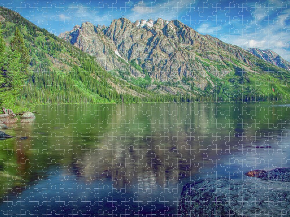 Wyoming Jigsaw Puzzle featuring the photograph Starting the Day at Jenny Lake by Marcy Wielfaert
