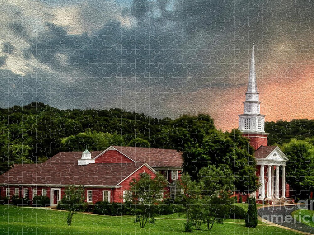 State Street United Methodist Church Jigsaw Puzzle featuring the photograph State Street United Methodist Church oil painting by Shelia Hunt