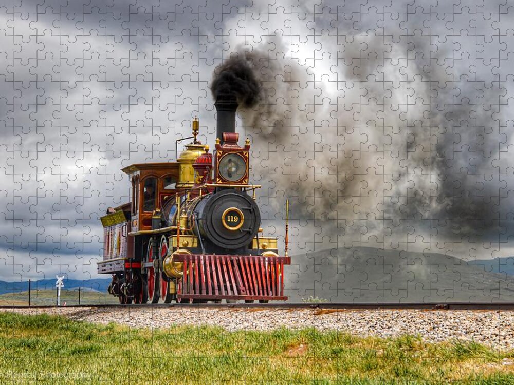 Train Jigsaw Puzzle featuring the photograph Steam Engine Full Ahead by Pam Rendall