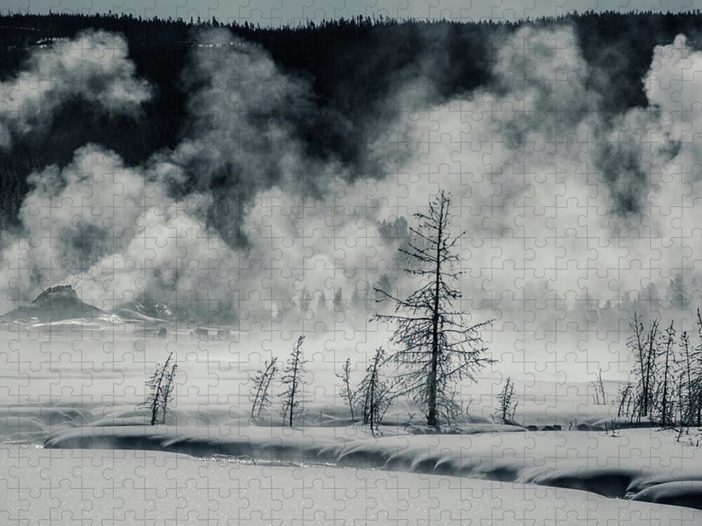 Yellowstone Jigsaw Puzzle featuring the photograph Steam Rising by Linda Villers