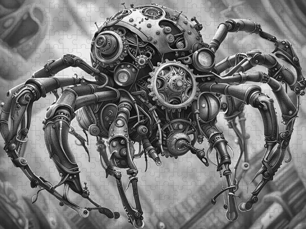 Ai Jigsaw Puzzle featuring the photograph Steampunk Spider by Cate Franklyn