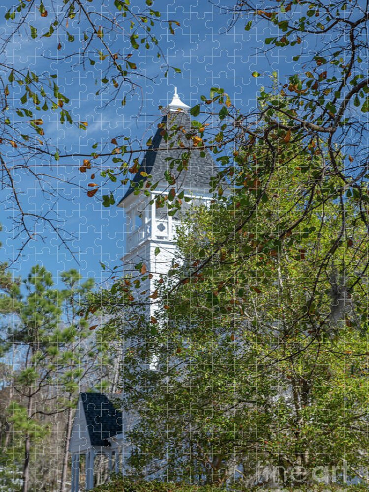 Summerville Presbyterian Church Jigsaw Puzzle featuring the photograph Steeple View - Summerville Presbyterian Church by Dale Powell