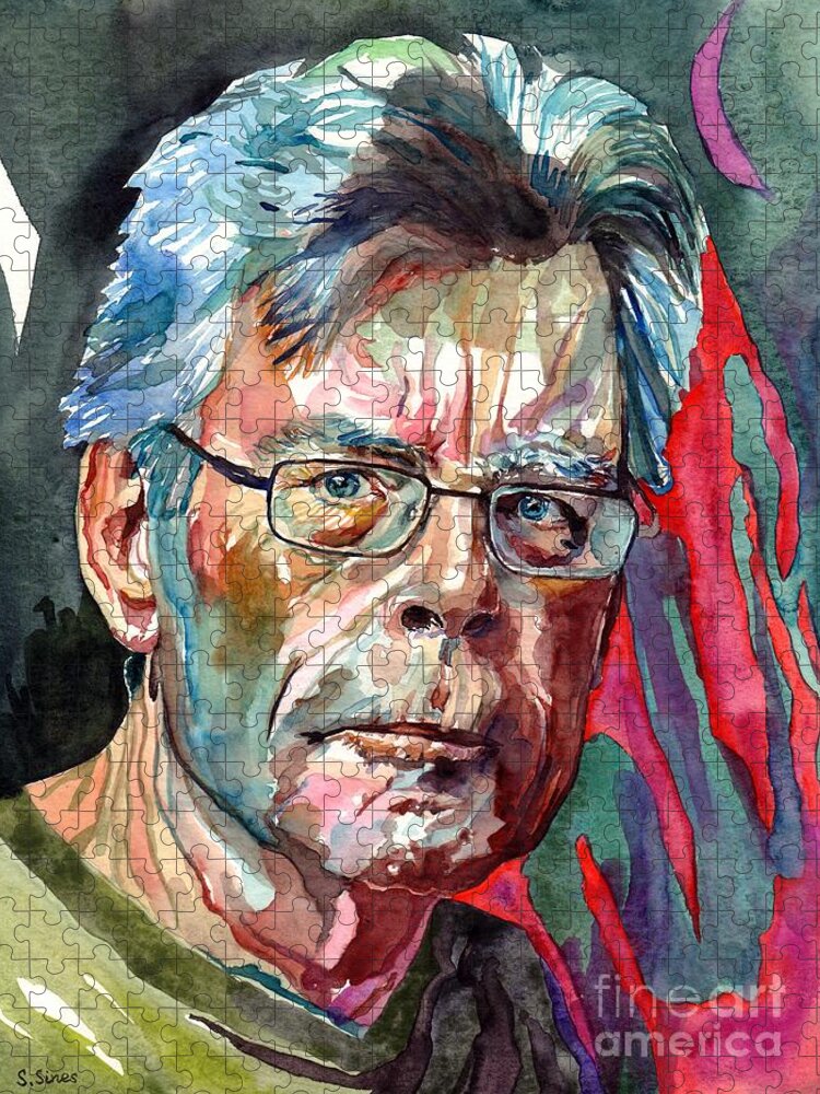 Stephen King Jigsaw Puzzle featuring the painting Stephen King by Suzann Sines