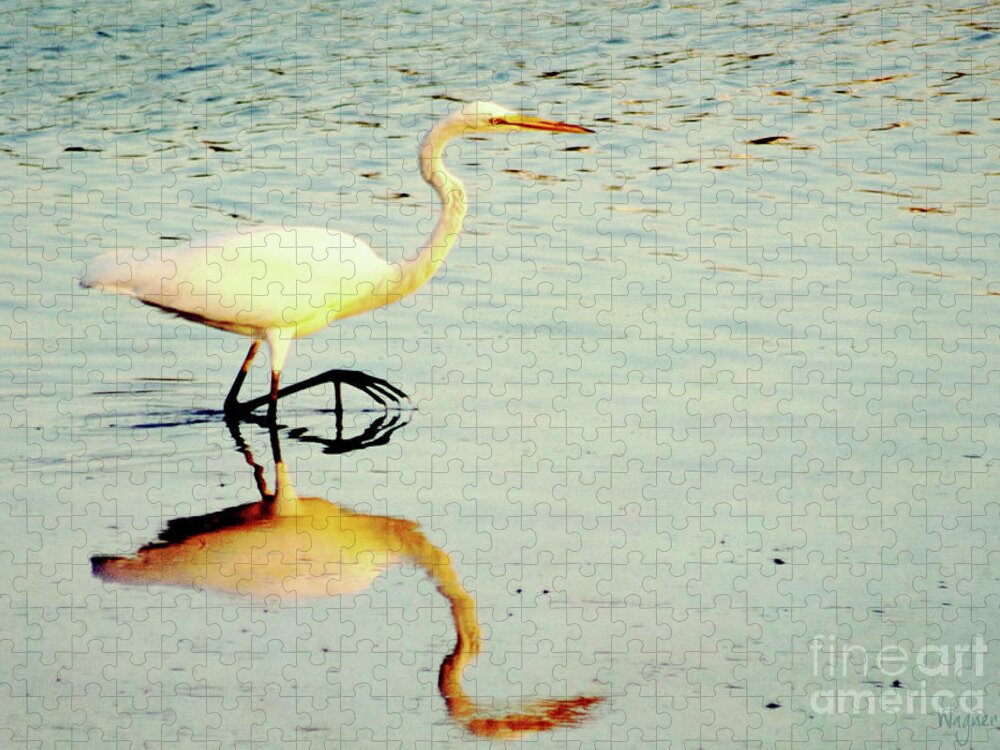 Egret Jigsaw Puzzle featuring the photograph Stepping Out by Hilda Wagner