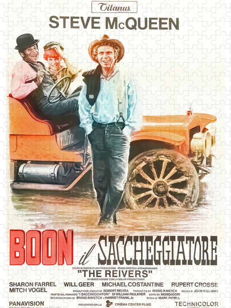 Boon Jigsaw Puzzle featuring the mixed media Steve McQueen Boon Rievers 1960s movie poster by Retrographs
