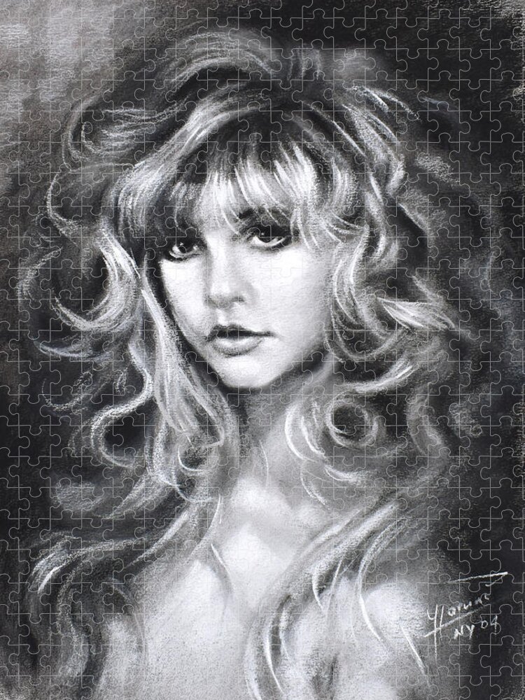 Stevie Nicks Jigsaw Puzzle featuring the drawing Stevie Nicks by Ylli Haruni