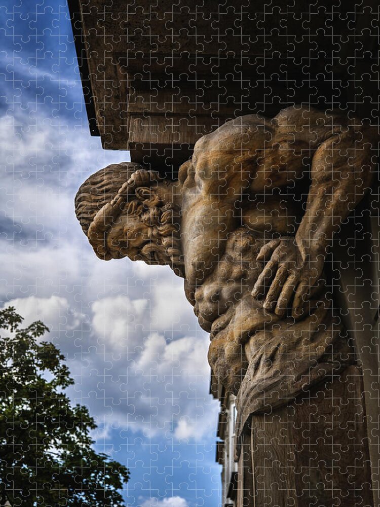 Atlant Jigsaw Puzzle featuring the photograph Stone Sculpture Of The Atlas by Artur Bogacki