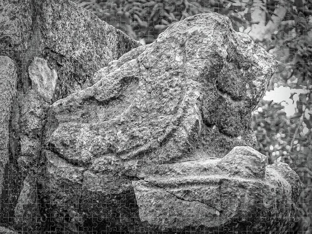 Chichen Itza Jigsaw Puzzle featuring the photograph Stone Snakehead Carving - Chichen Itza by Frank Mari