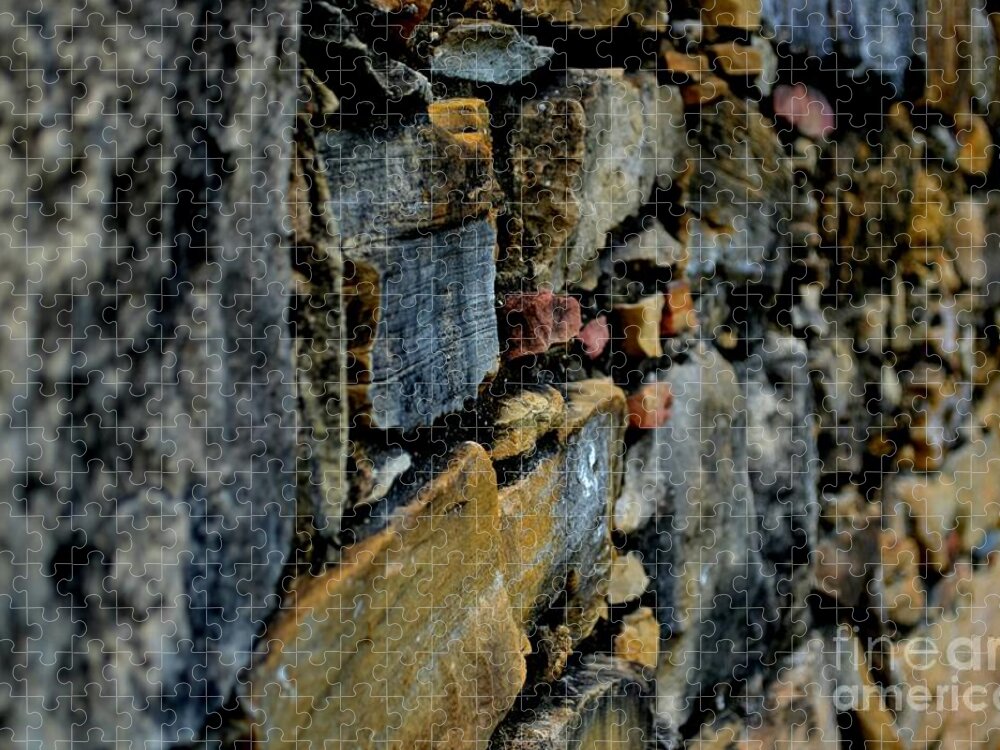 Stone Wall Photography Jigsaw Puzzle featuring the photograph Stone Wall Textures and Shapes by Expressions By Stephanie