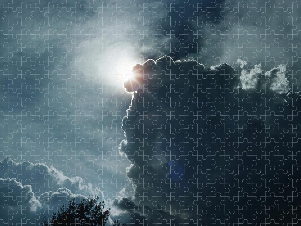 Sun Jigsaw Puzzle featuring the photograph Storm Clouds Sun and Eagles by Russ Considine