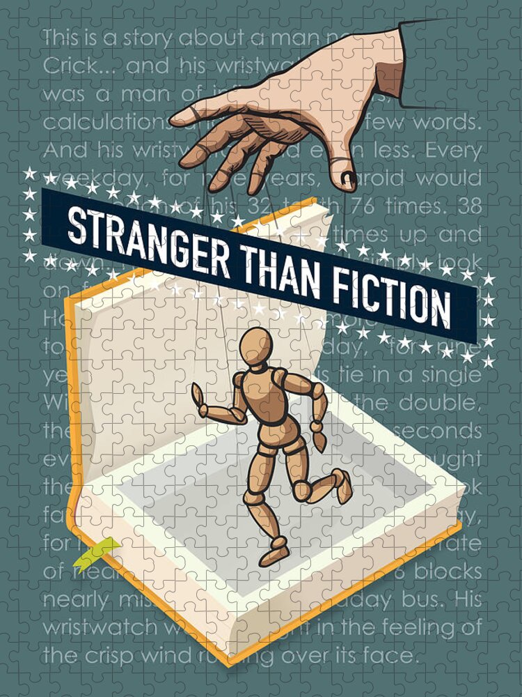 Stranger Than Fiction Jigsaw Puzzle featuring the digital art Stranger Than Fiction - Alternative Movie Poster by Movie Poster Boy