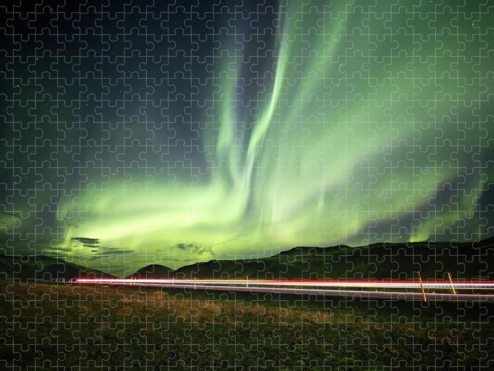 Iceland Jigsaw Puzzle featuring the photograph Street lights by Christopher Mathews