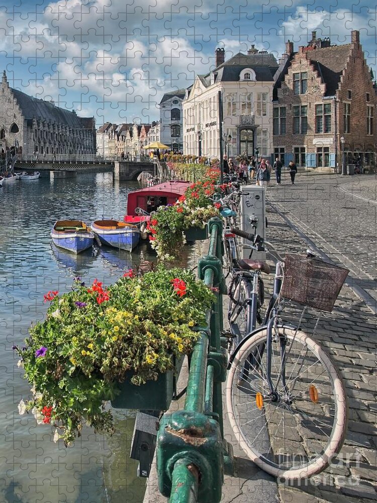 Ghent Jigsaw Puzzle featuring the photograph Street Scene, Ghent, Belgium by Philip Preston