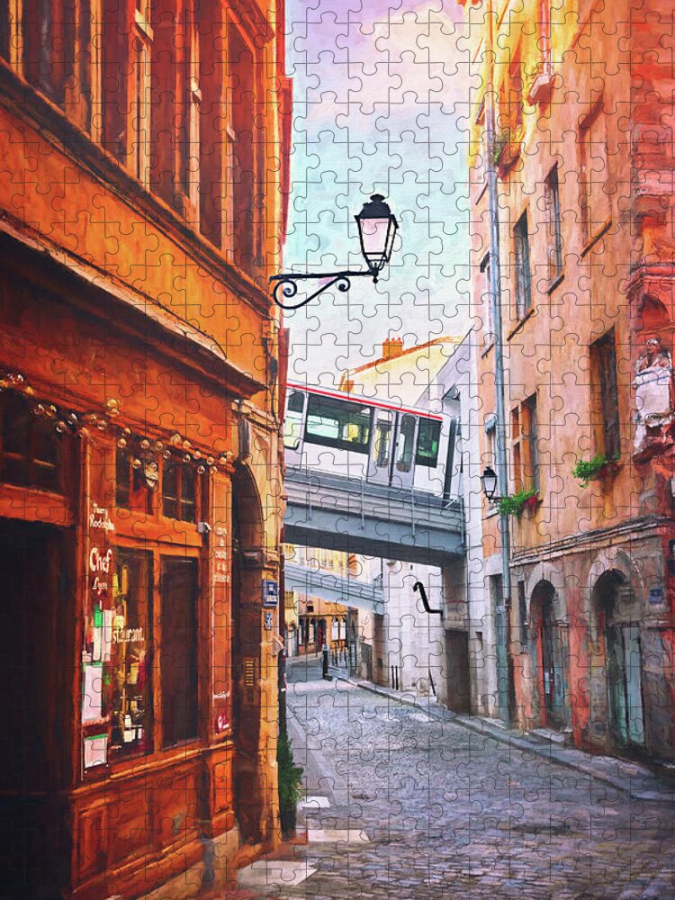 Lyon Jigsaw Puzzle featuring the photograph Street Scenes of Vieux Lyon France by Carol Japp