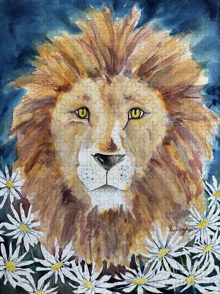 Lion Jigsaw Puzzle featuring the painting Strength by Liana Yarckin