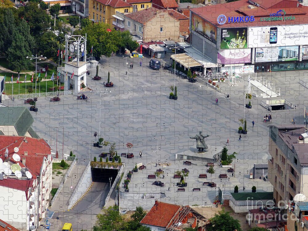 Strumica Jigsaw Puzzle featuring the photograph Strumica Town Square - Macedonia by Phil Banks