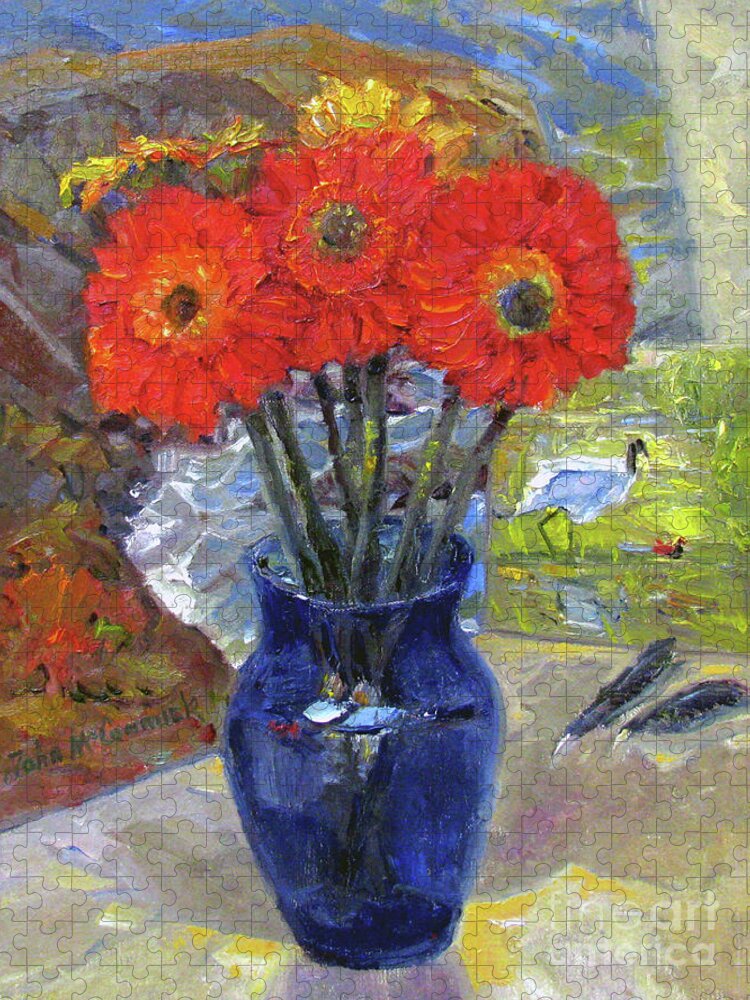 Flowers Jigsaw Puzzle featuring the painting Studio Bouquet by John McCormick