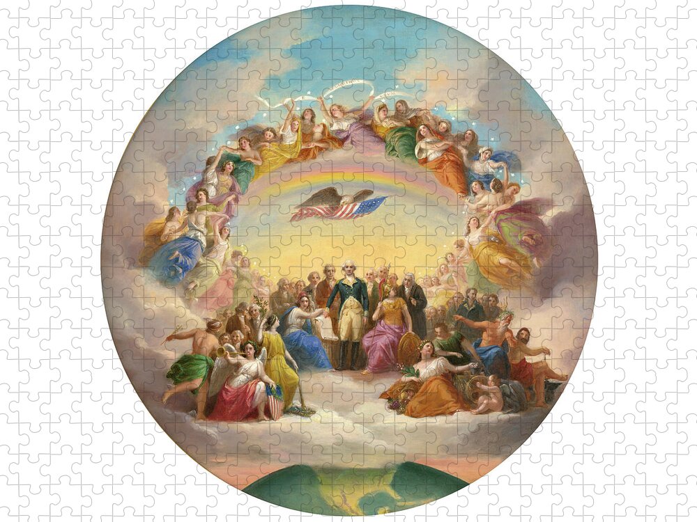 Architecture Jigsaw Puzzle featuring the painting Study for the Apotheosis of Washington, U.S. Capitol Dome by Constantino Brumidi