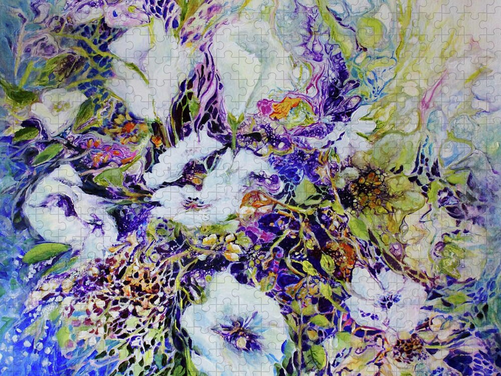 Floral Jigsaw Puzzle featuring the painting Summer Abundance by Jo Smoley