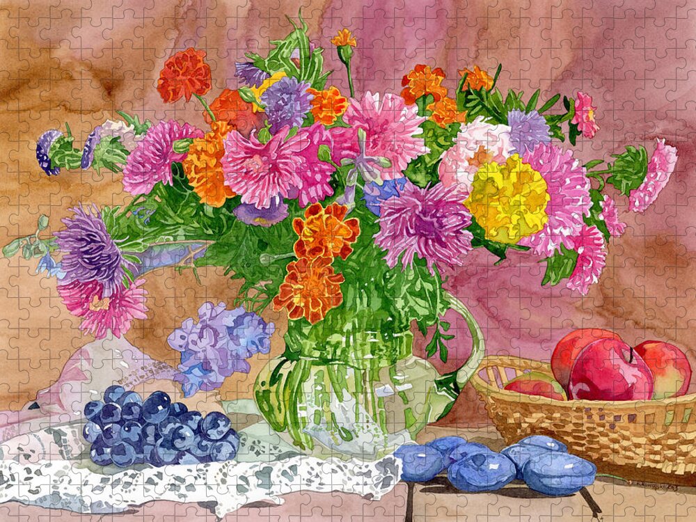 Summer Jigsaw Puzzle featuring the painting Summer Bouquet by Espero Art