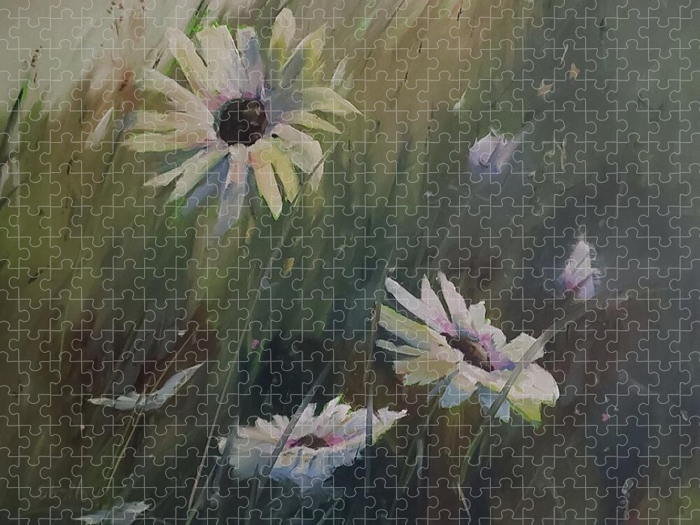 Daisy Jigsaw Puzzle featuring the painting Summer is Daisies by Sheila Romard
