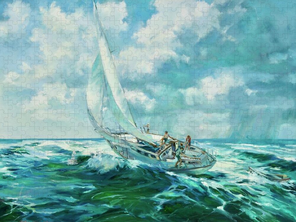 Sailboat Jigsaw Puzzle featuring the painting Summer Memories by Laurie Snow Hein
