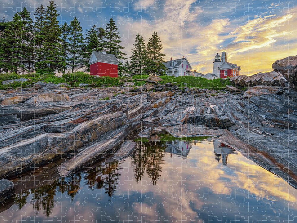 Pemaquid Point Lighthouse Jigsaw Puzzle featuring the photograph Summer Morning at Pemaquid Point Lighthouse by Kristen Wilkinson