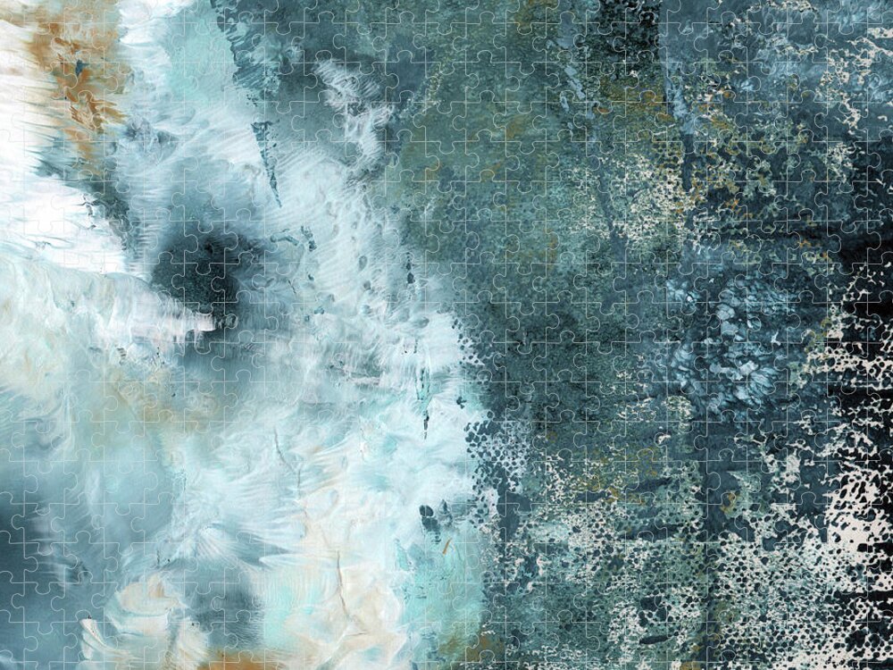 Abstract Jigsaw Puzzle featuring the painting Summer Storm- Abstract Art by Linda Woods by Linda Woods