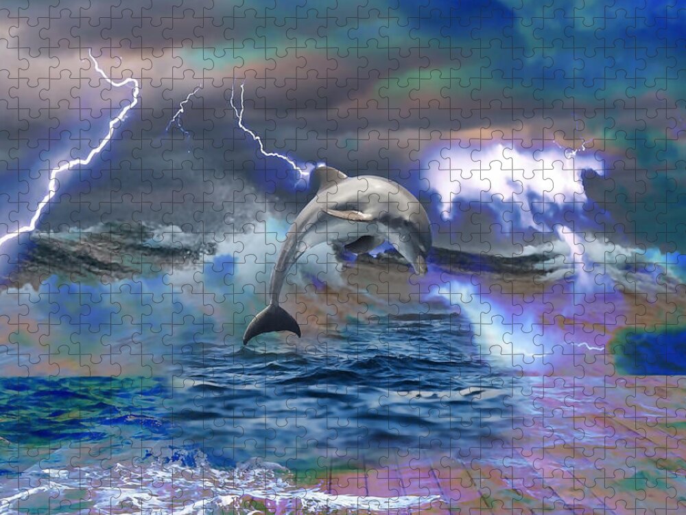 Storm Jigsaw Puzzle featuring the mixed media Summer Storm by Marvin Blaine