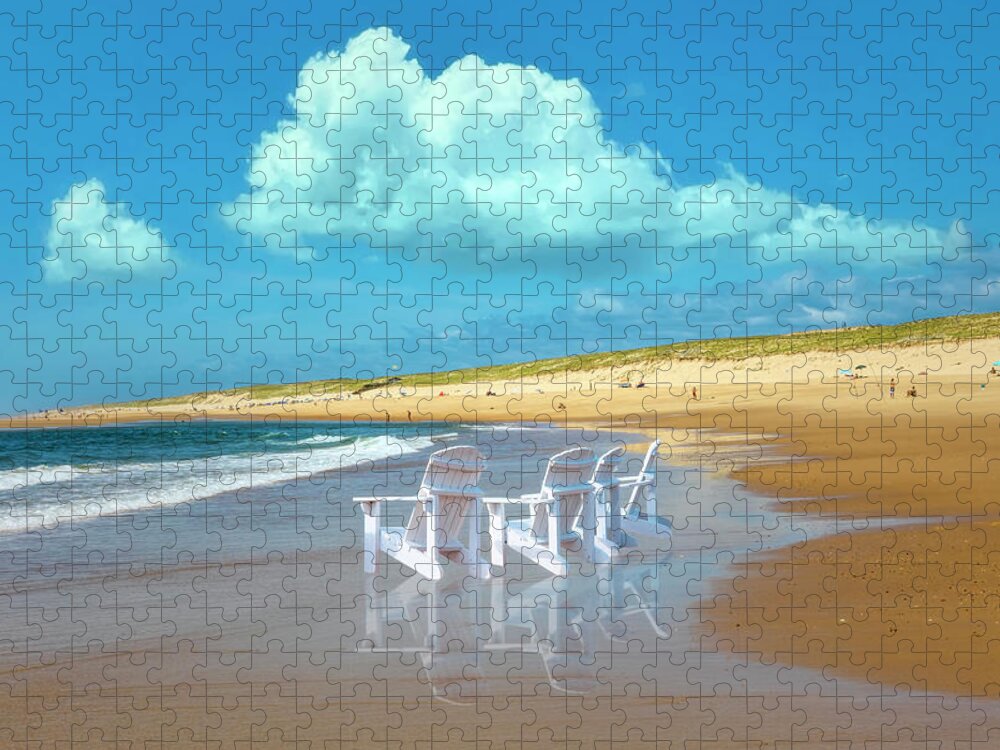 Beach Jigsaw Puzzle featuring the photograph Summertime Beach by Debra and Dave Vanderlaan