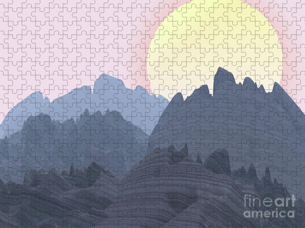 Imagination Jigsaw Puzzle featuring the digital art Sun Mountain by Phil Perkins