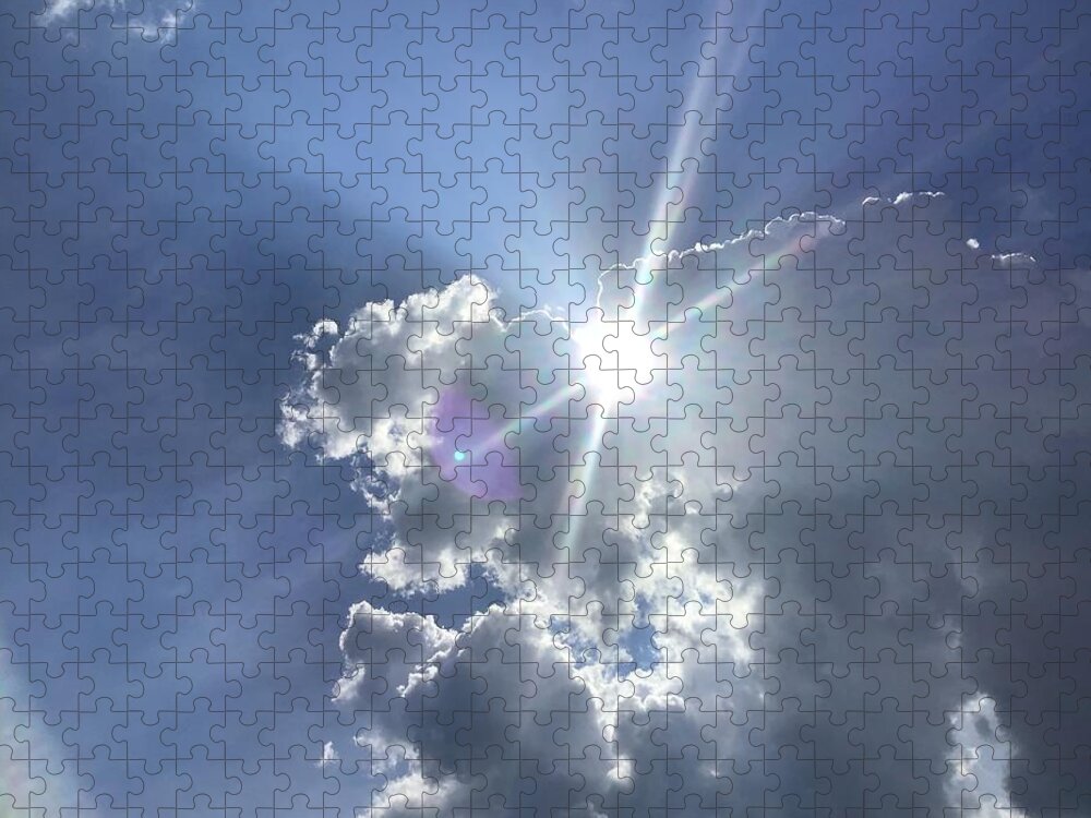 Sun Jigsaw Puzzle featuring the photograph Diamond in the Sky Clouds by Catherine Wilson