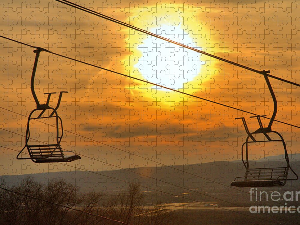 Montage Jigsaw Puzzle featuring the photograph Sunburst Over The Montage Chairlift by Adam Jewell