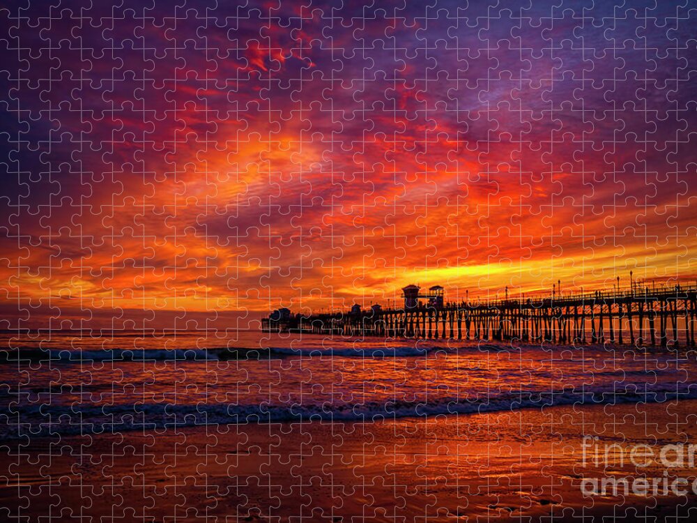 Sunset Jigsaw Puzzle featuring the photograph Sunday Sunset at Oceanside Pier by Rich Cruse